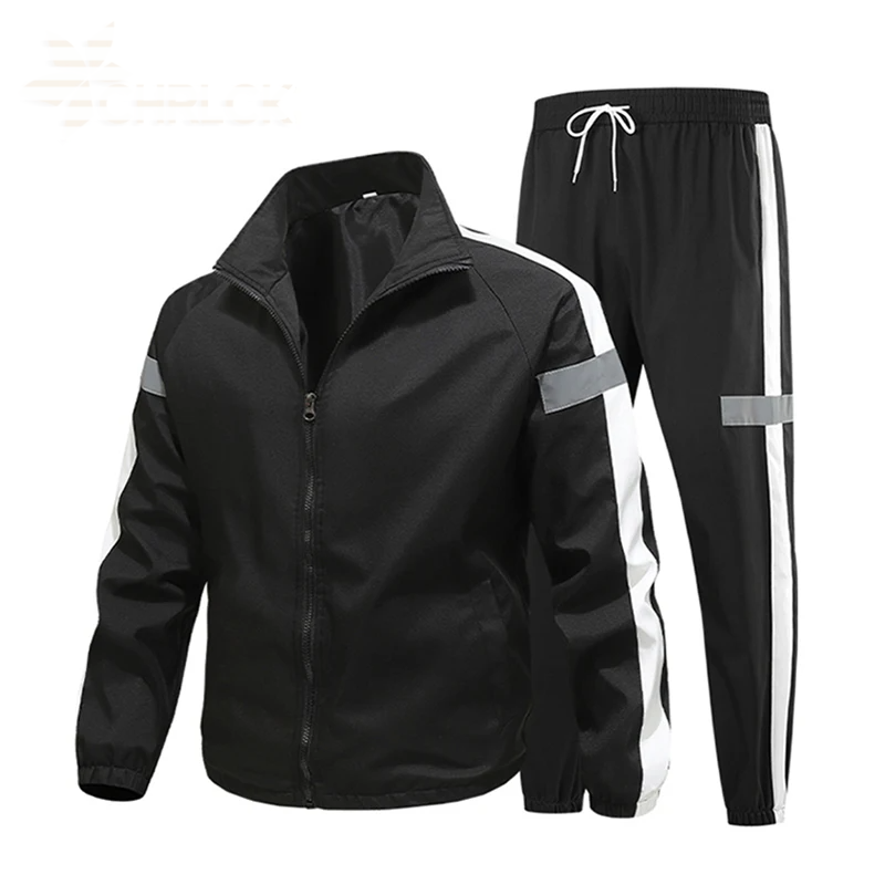 Men’s Breathable Reflective Running Tracksuit Set for Training