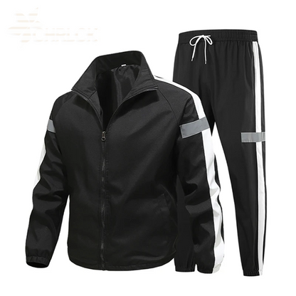 Men’s Breathable Reflective Running Tracksuit Set for Training
