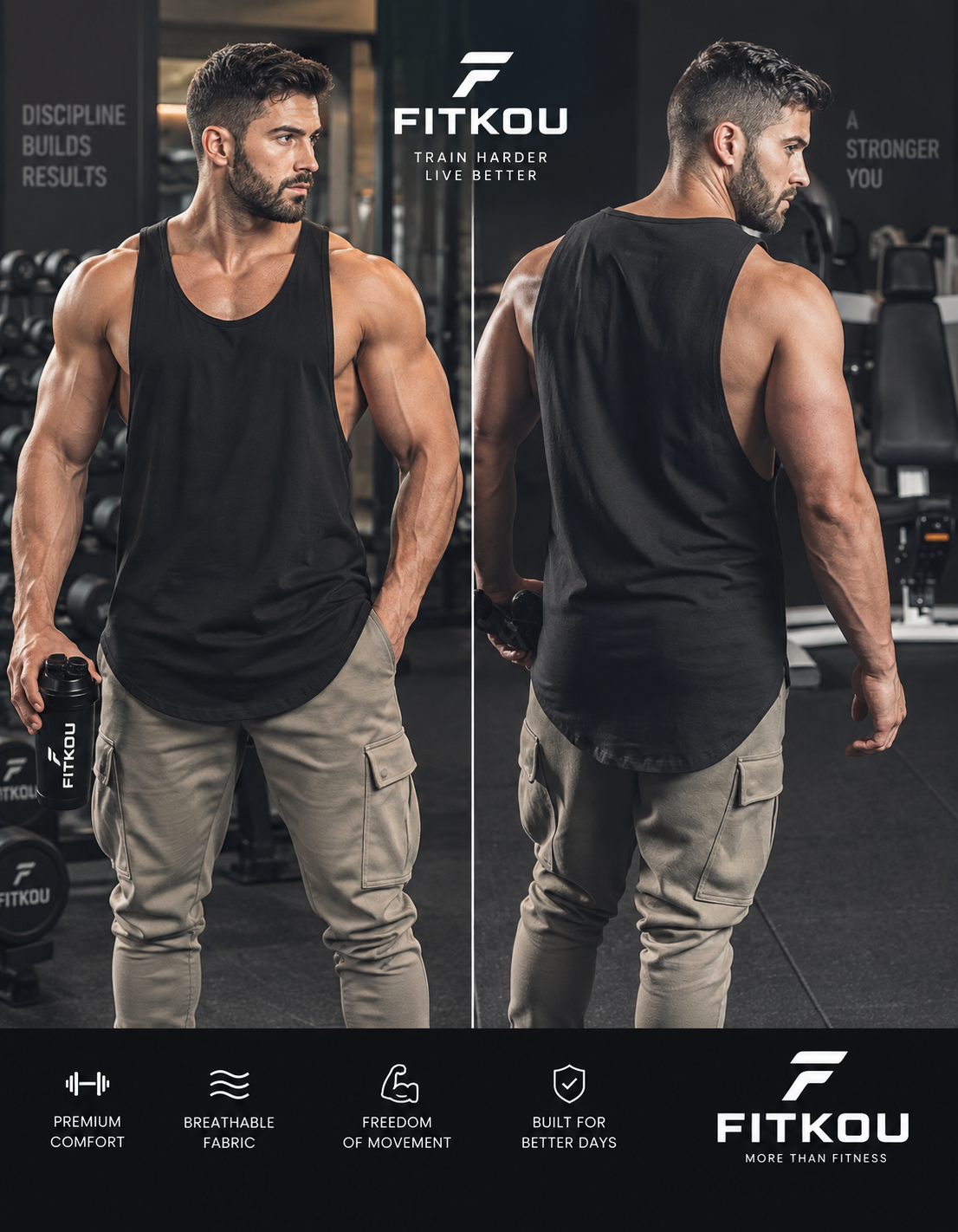 Heren Stringer Tanktop – Muscle Fit voor Training & Gym