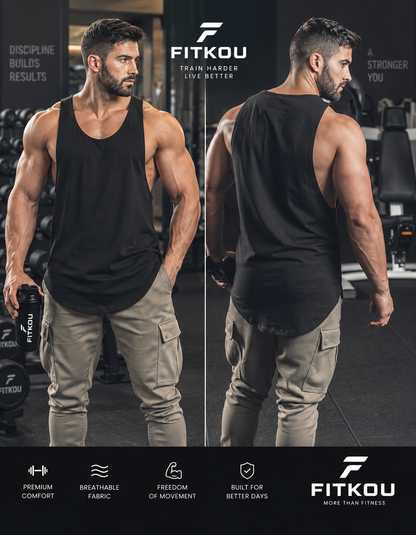 Heren Stringer Tanktop – Muscle Fit voor Training & Gym