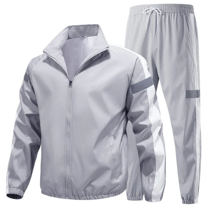 Men’s Breathable Reflective Running Tracksuit Set for Training