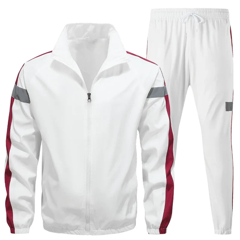 Men’s Breathable Reflective Running Tracksuit Set for Training