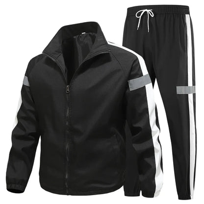 Men’s Breathable Reflective Running Tracksuit Set for Training